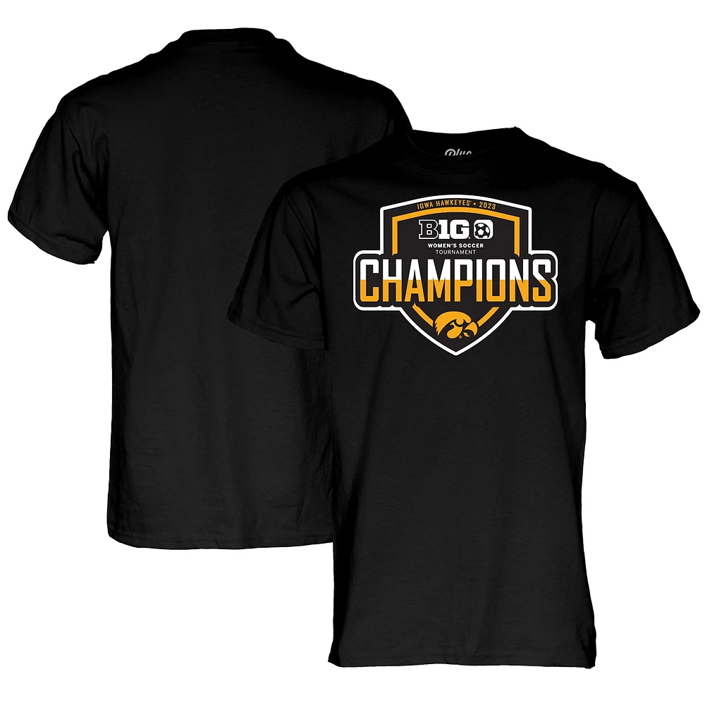 T-shirt unisexe bleu 84 noir Iowa Hawkeyes 2023 Big Ten pour femmes, tournoi de conférence football, champions vestiaire