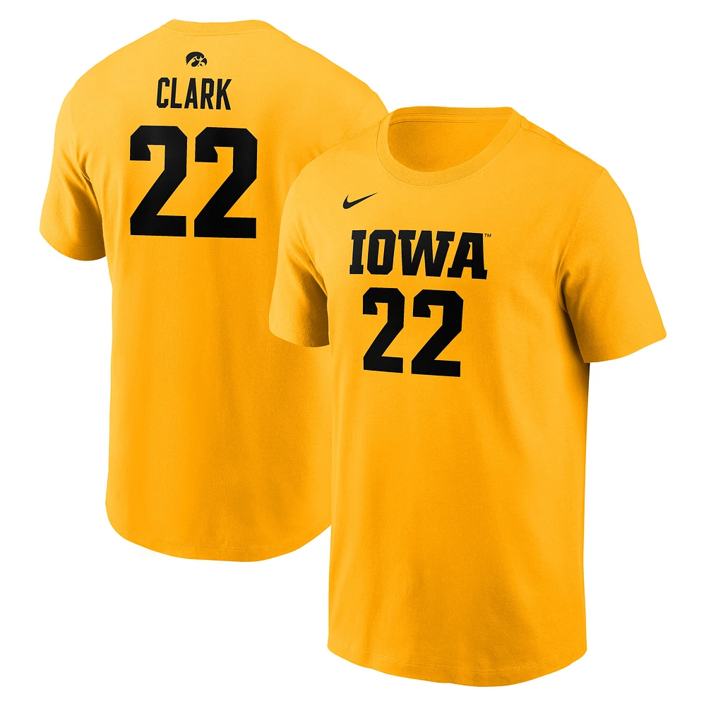 Unisex Nike Caitlin Clark Gold Iowa Hawkeyes Retired Player Name & Number T-Shirt