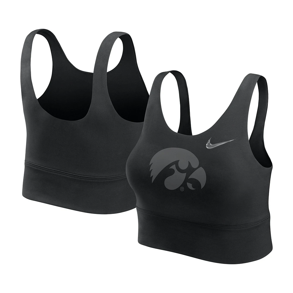 Soutien-gorge de sport long Nike Iowa Hawkeyes Performance pour femme, noir