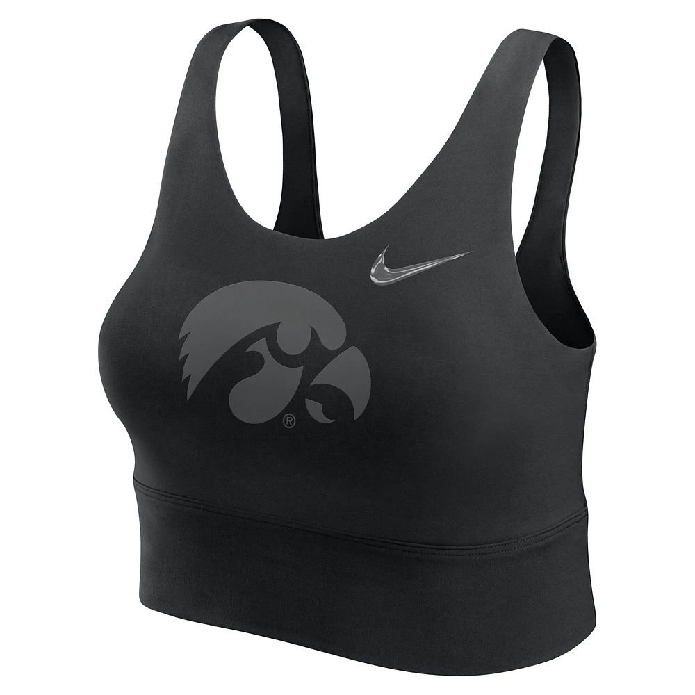 Soutien-gorge de sport long Nike Iowa Hawkeyes Performance pour femme, noir