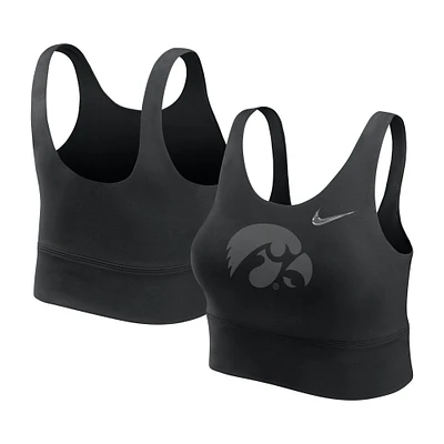 Soutien-gorge de sport long Nike Iowa Hawkeyes Performance pour femme, noir