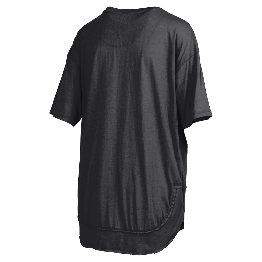 Women's Pressbox  Black Iowa Hawkeyes Poncho T-Shirt
