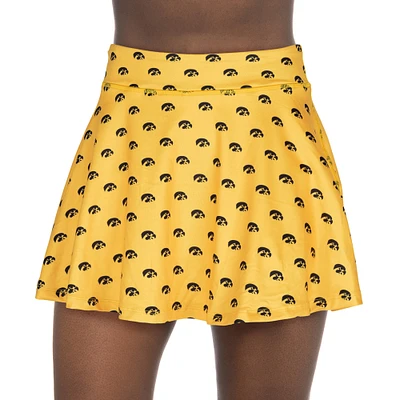 Women's ZooZatz Gold Iowa Hawkeyes All-Over Print Flowy Skort