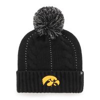 Women's '47 Black Iowa Hawkeyes Bauble Cuffed Knit Hat with Pom