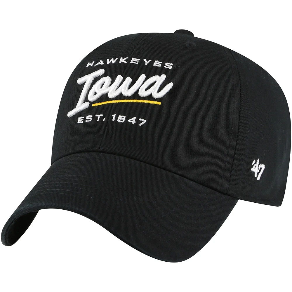 Casquette réglable '47 noire Iowa Hawkeyes Sidney Clean Up pour femmes