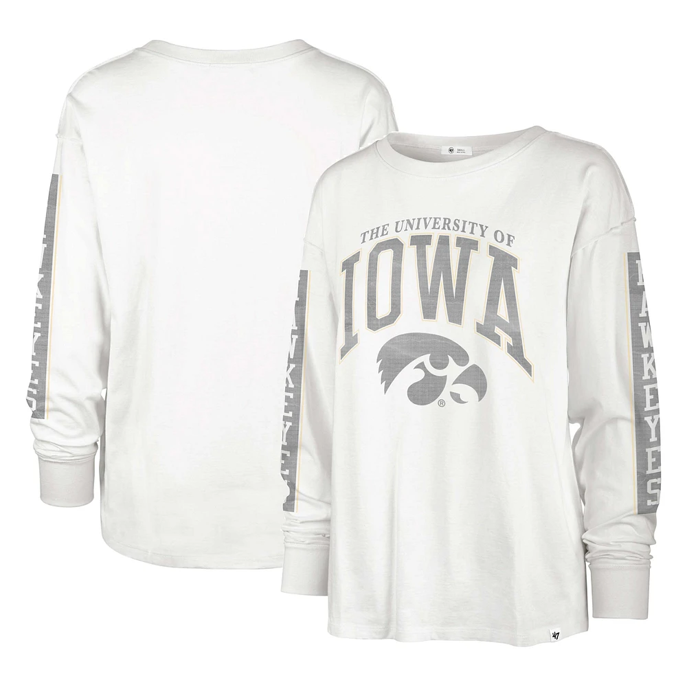 Women's '47 Cream Iowa Hawkeyes Statement SOA 3-Hit Long Sleeve T-Shirt