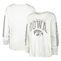 T-shirt à manches longues '47 Cream Iowa Hawkeyes Statement SOA 3-Hit pour femmes