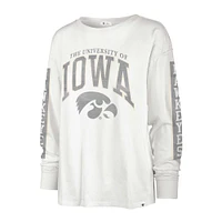 T-shirt à manches longues '47 Cream Iowa Hawkeyes Statement SOA 3-Hit pour femmes