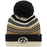 Bonnet en tricot à revers Barista '47 Kaki Iowa Hawkeyes pour femmes avec pompon