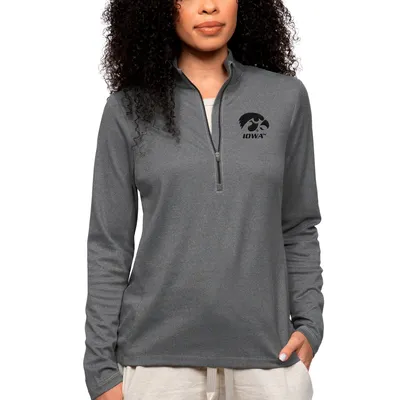 Iowa Hawkeyes Antigua Women's Epic Quarter-Zip Pullover Top - Heather Charcoal