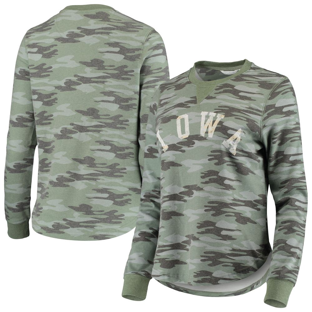 Women's Camo Iowa Hawkeyes Comfy Pullover Sweatshirt