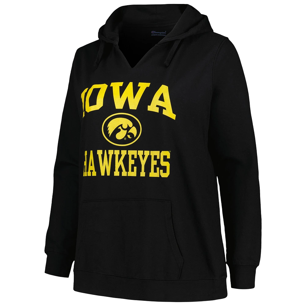 Pull à col cranté Heart & Soul Champion noir Iowa Hawkeyes taille plus pour femmes