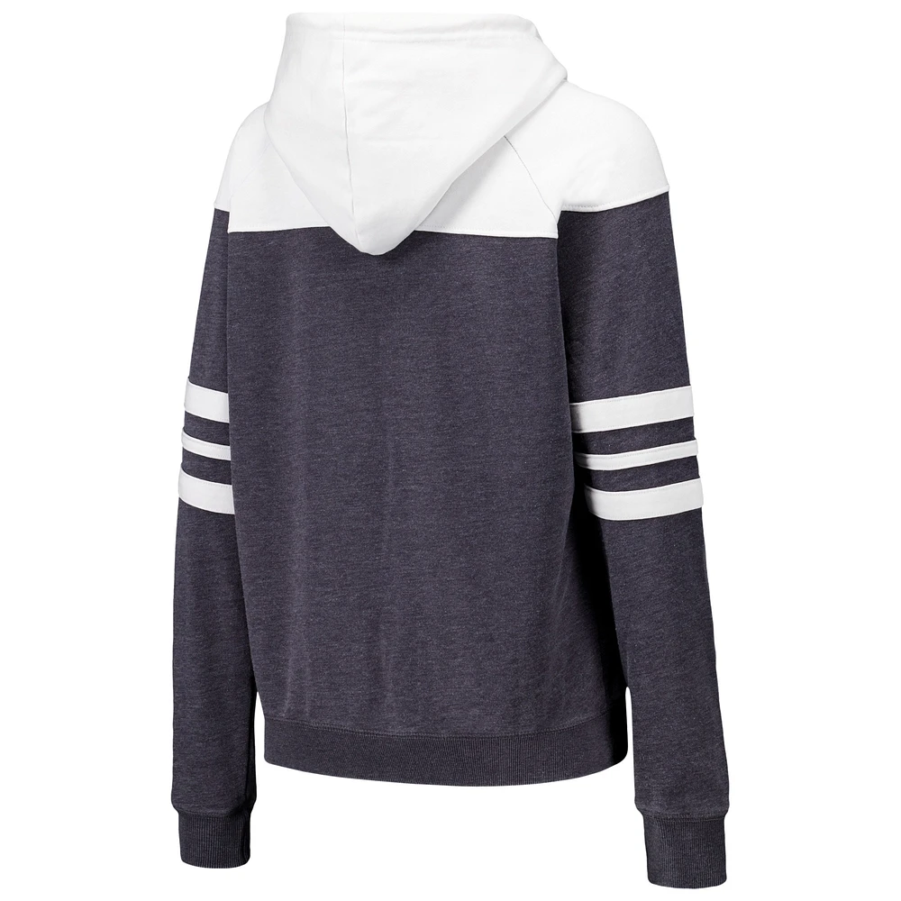 Sweat à capuche raglan rayé et bloqué pour femmes, charbon de bois