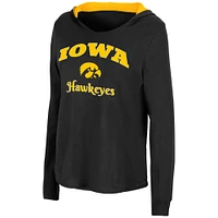 T-shirt à manches longues Colosseum noir Iowa Hawkeyes Catalina pour femme