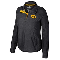 Women's Colosseum Black Iowa Hawkeyes Cressida Raglan Half-Snap Top