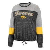 Women's Colosseum Black Iowa Hawkeyes Joanna Tie Front Long Sleeve T-Shirt