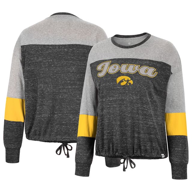 Colosseum Iowa Hawkeyes Joanna T-shirt à manches longues noué sur le devant pour femme, noir