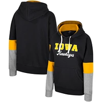 Sweat à capuche surdimensionné color block Colosseum Black Iowa Hawkeyes pour femmes