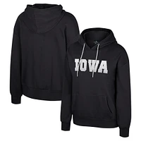 Women's Colosseum Black Iowa Hawkeyes Reflection Rhinestone Drawcord Pullover Hoodie