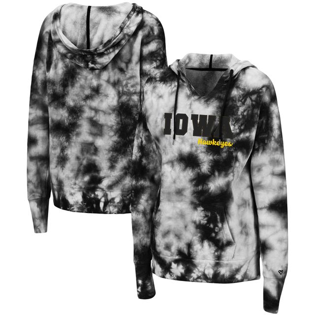 Chandail à capuchon Tie-Dye Shavonee Iowa Hawkeyes noir pour femmes Colosseum