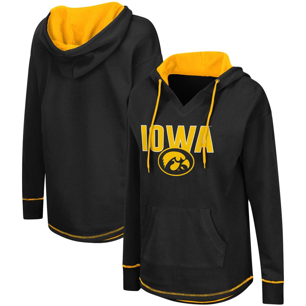 Women's Colosseum Black Iowa Hawkeyes Tunic Pullover Hoodie