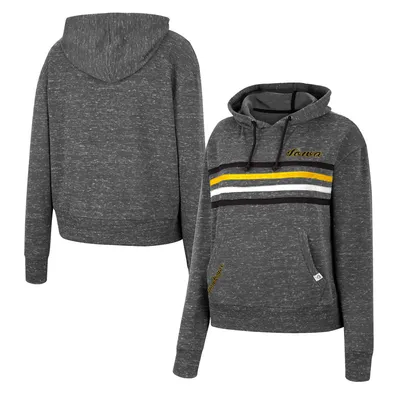 Iowa Hawkeyes Colosseum Women's Backstage Speckled Pullover Hoodie - Charcoal