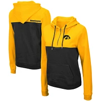 Sweat à capuche léger Colosseum Gold/Charcoal Iowa Hawkeyes Aidan pour femme