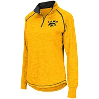 Women's Colosseum Gold Iowa Hawkeyes Bikram Lightweight Fitted Quarter-Zip Long Sleeve Top