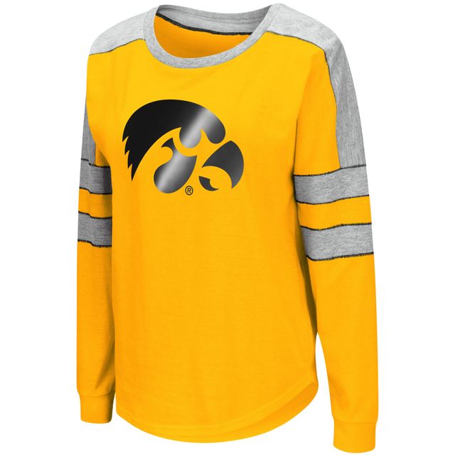 Colosseum Gold Iowa Hawkeyes Trey Dolman T-shirt à manches longues pour femme