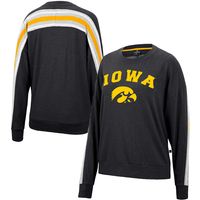 Women's Colosseum Heathered Black Iowa Hawkeyes Team Oversized Pullover Sweatshirt