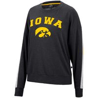 Women's Colosseum Heathered Black Iowa Hawkeyes Team Oversized Pullover Sweatshirt