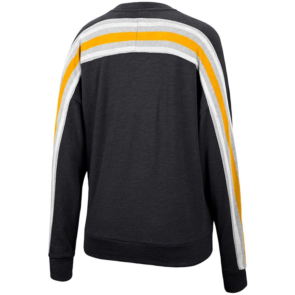 Women's Colosseum Heathered Black Iowa Hawkeyes Team Oversized Pullover Sweatshirt