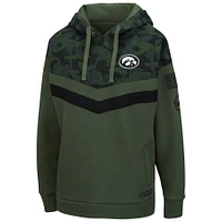 Women's Colosseum Olive/Camo Iowa Hawkeyes OHT Military Appreciation Extraction Chevron Pullover Hoodie