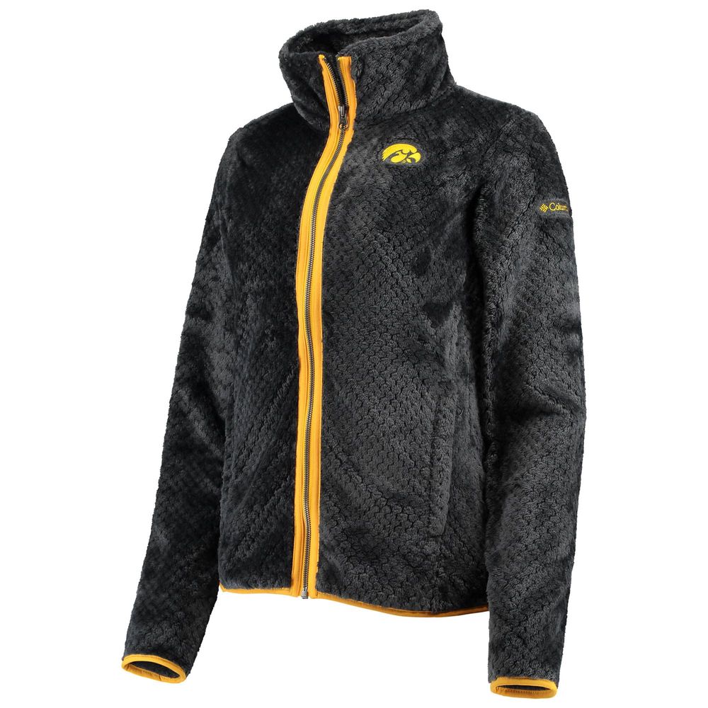 Women's Columbia Charcoal Iowa Hawkeyes Fireside II Sherpa Full-Zip Jacket