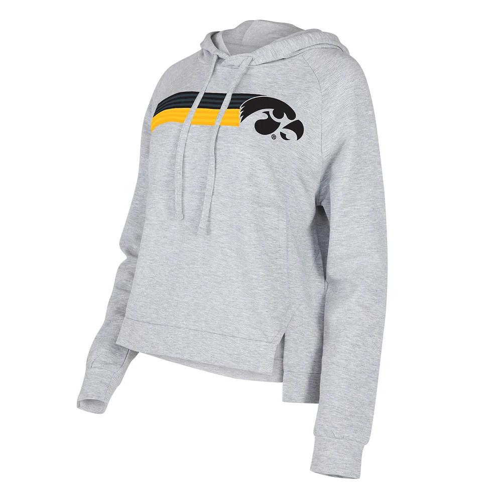 Women's Concepts Sport Gray Iowa Hawkeyes Cedar Tri-Blend Raglan Pullover Hoodie