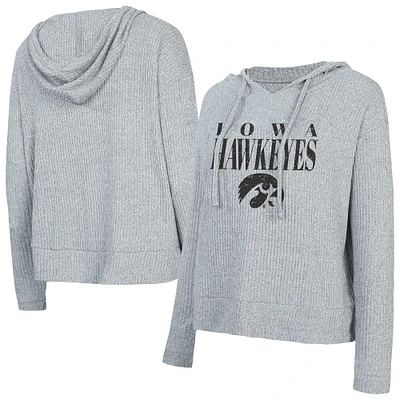 T-shirt à capuche court et doux manches longues pour femme Concepts Sport Grey Iowa Hawkeyes Juniper Soft Modest