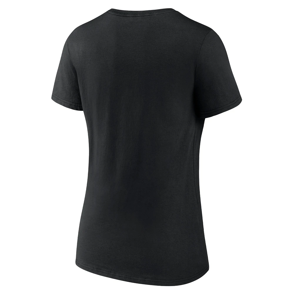 T-shirt noir à col en V Fanatics pour femmes, Iowa Hawkeyes Basic Arch