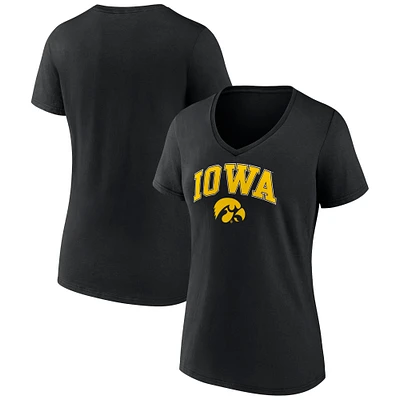 Women's Fanatics Black Iowa Hawkeyes Campus V-Neck T-Shirt