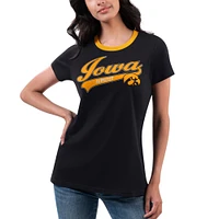 Women's G-III 4Her by Carl Banks Black Iowa Hawkeyes Recruit Ringer T-Shirt