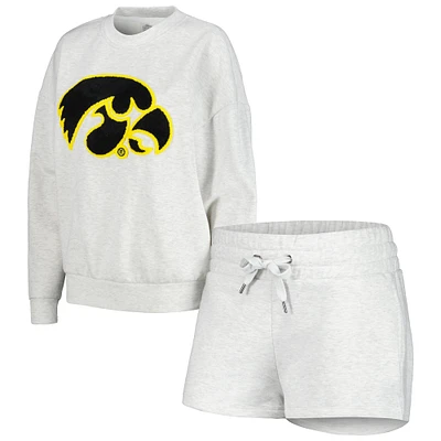 Ensemble de nuit pour femme Gameday Couture Ash Iowa Hawkeyes Team Effort sweat-shirt et short