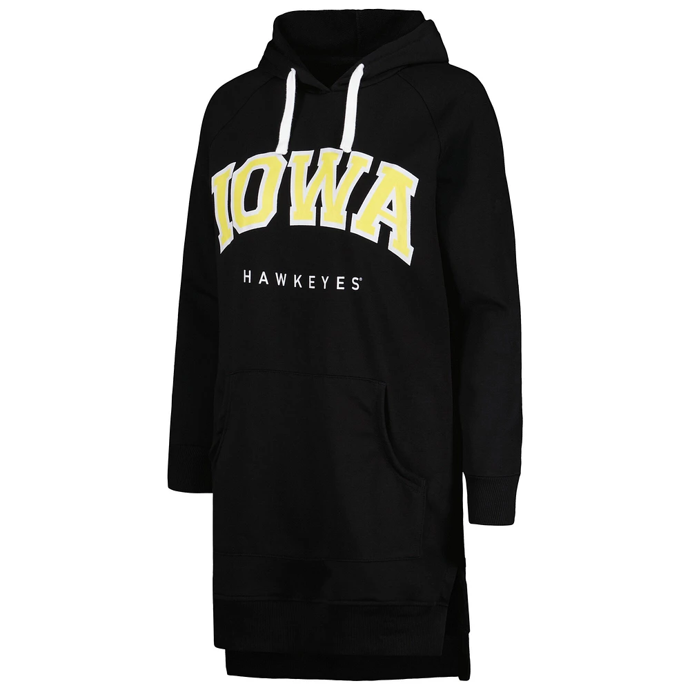 Robe sweat-shirt a capuche Gameday Couture noire Iowa Hawkeyes Take Knee Raglan pour femmes