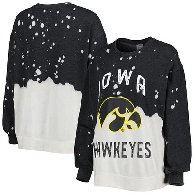 Gameday Couture Noir Iowa Hawkeyes Twice As Nice Délavé Dip-Dye Pull à manches longues pour femme