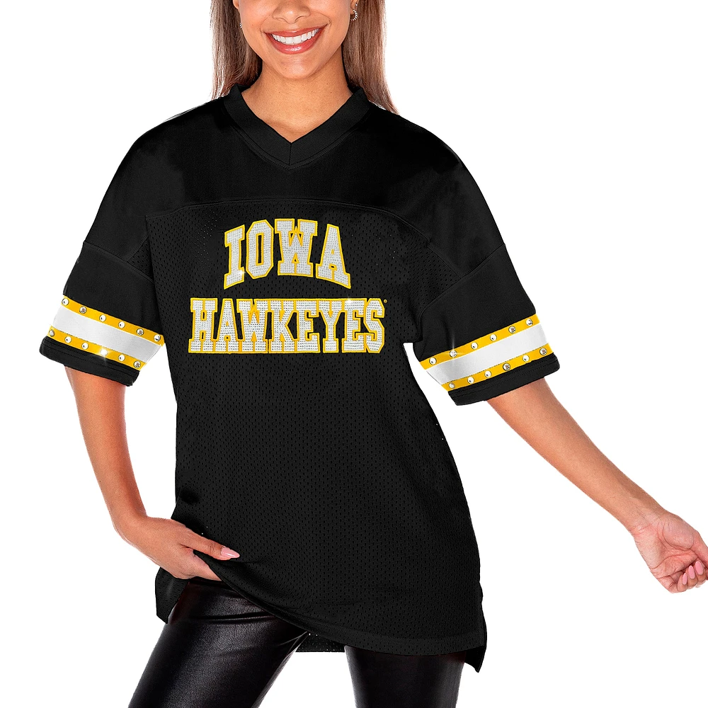 Women's Gameday Couture Black Iowa Hawkeyes Until Kickoff Rhinestone Fashion T-Shirt