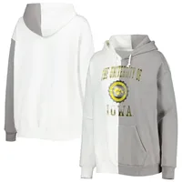 Women's Gameday Couture Gray/White Iowa Hawkeyes Split Pullover Hoodie