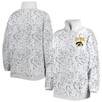 Sweat Gameday Couture gris chiné Iowa Hawkeyes léopard quart zippé pour femme