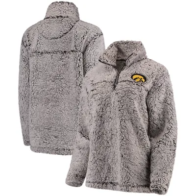 Iowa Hawkeyes Women's Sherpa Super Soft Quarter-Zip Pullover Jacket - Gray