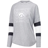 Women's  Heather Gray Iowa Hawkeyes Swell Stripe Long Sleeve T-Shirt