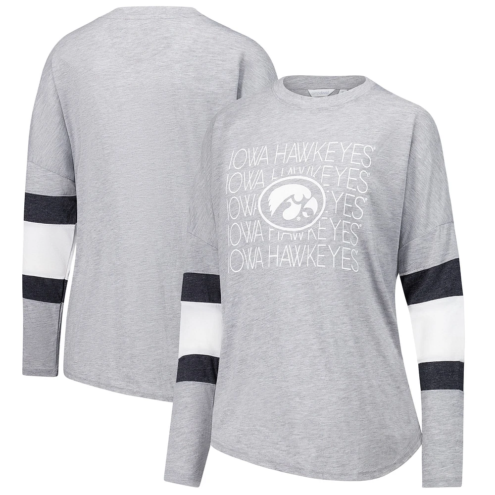 Women's  Heather Gray Iowa Hawkeyes Swell Stripe Long Sleeve T-Shirt