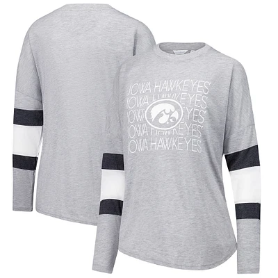 Women's  Heather Gray Iowa Hawkeyes Swell Stripe Long Sleeve T-Shirt