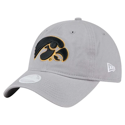 Casquette ajustable 9TWENTY Iowa Hawkeyes grise New Era pour femme